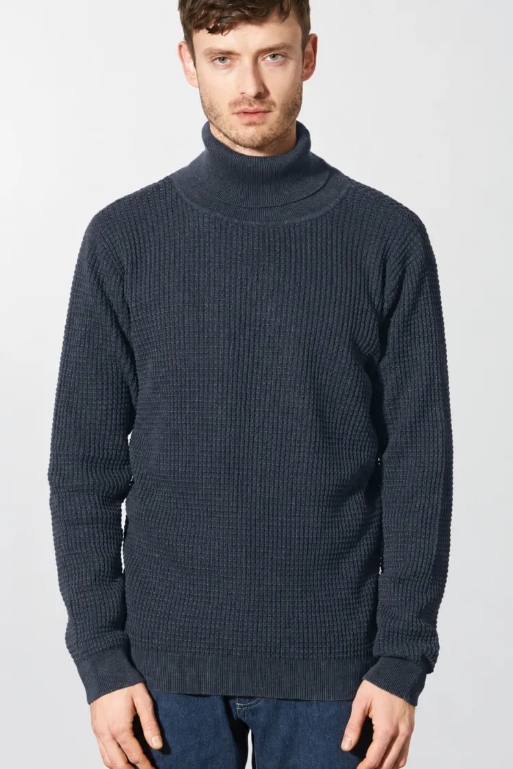 HempAge Hempage Herren vegan Rollkragenpullover Dunkelgrau, Grau, – Produktbild 2 von 2