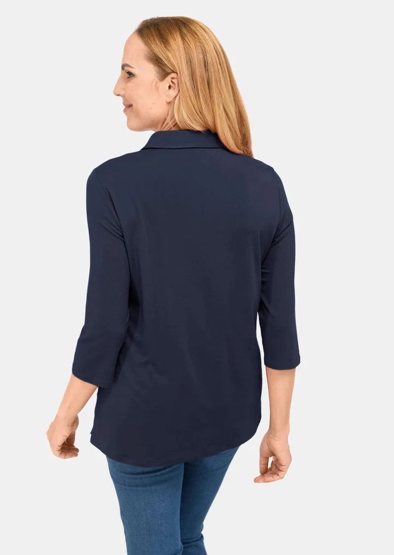 Goldner Klassische Jerseybluse aus hochwertiger Quaität und nachhaltig angebauten Rohstoffen - marine von Goldner Fashion, Blau, – Produktbild 2 von 3