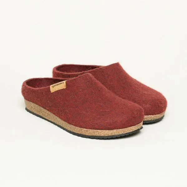 Stegmann Stegmann Filzpantoffel 208 aus 100% Merino-Wolle für Damen & Herren, Dunkelrot, – Produktbild 1 von 4