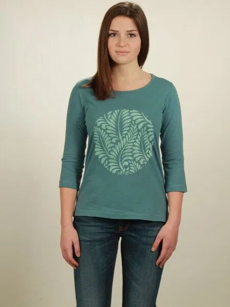 NATIVE SOULS NATIVE SOULS Longsleeve 3/4-Arm Damen - Leaves, Light turquoise, – Produktbild 1 von 1