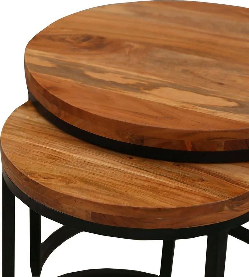 byLIVING Beistelltisch Selma, aus Massivholz, Zweisatztisch, Braun, – Produktbild 5 von 5