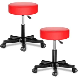 Casaria® Rollhocker Kunstleder 2er-Set Rot 360° drehbar – Produktbild 1 von 1