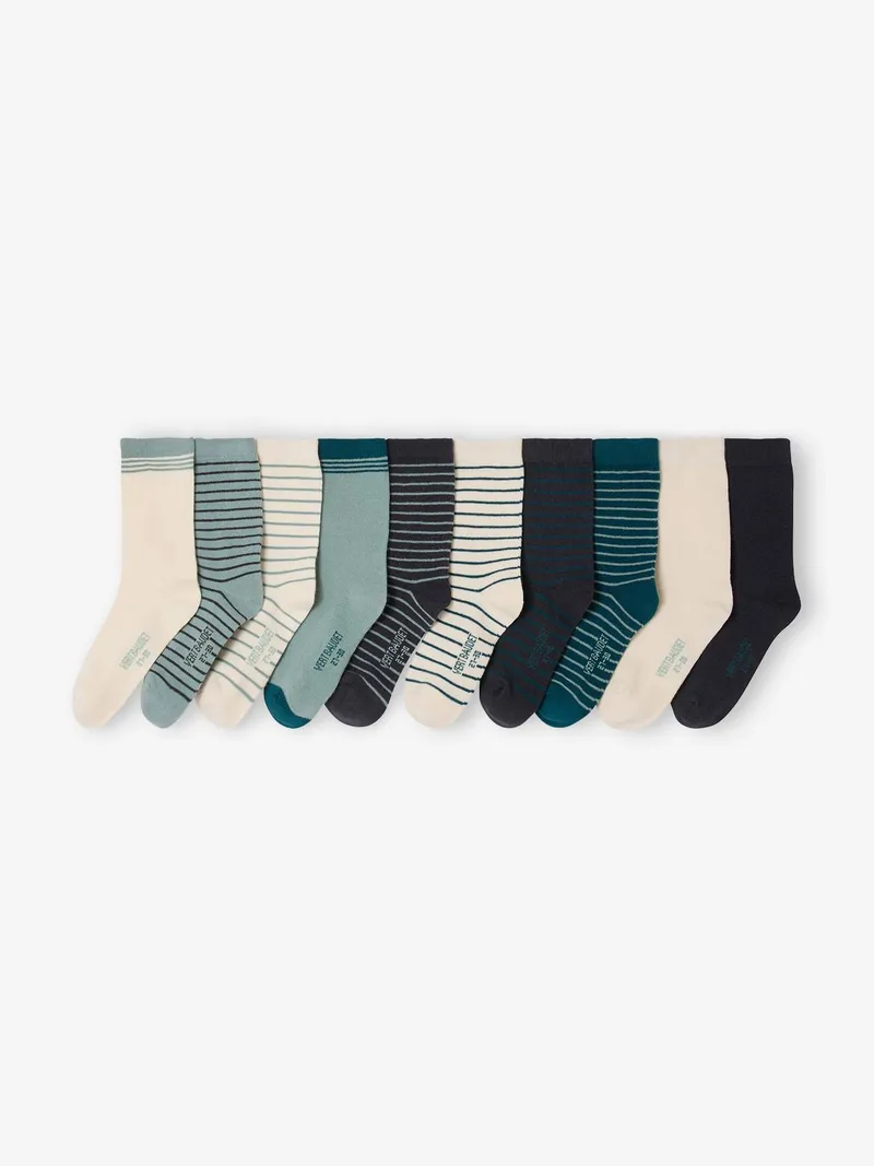 Vertbaudet 10er-Pack Kinder Socken BASIC, Smaragdgrün, – Produktbild 1 von 2