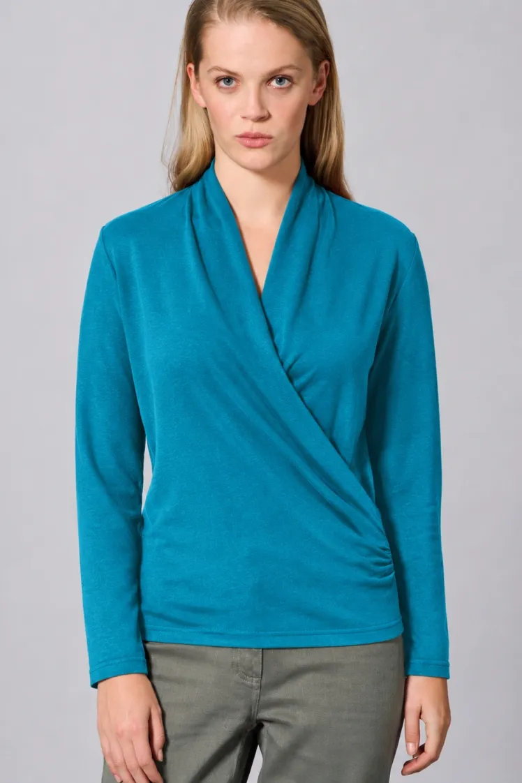 HempAge Hempage Damen vegan Langärmliges Oberteil Attraktives Lagunenblau, Blau, – Produktbild 2 von 2