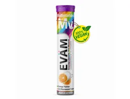 EVÄM Multivitamin Plus – 10 Vitamine in 1 Tablette, orange Brausetabletten, 1 er Rörchen à 20 St., 82 g – Produktbild 1 von 1