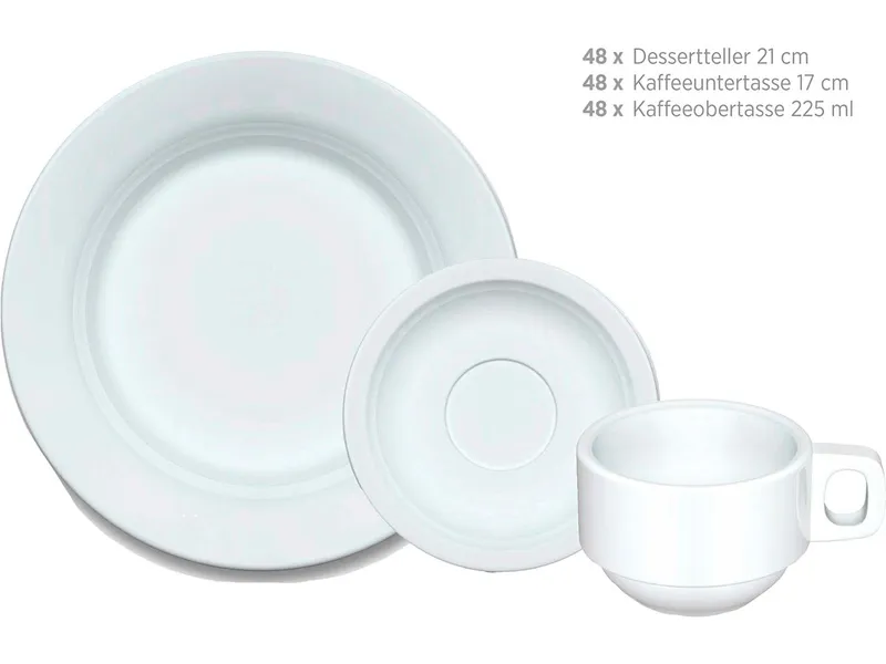 Mäser Mäser Frühstücksset 144-tlg. "Marina" Porzellan, Weiß, – Produktbild 1 von 1