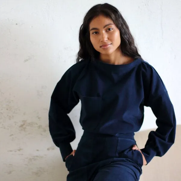 ManduTrap ManduTrap Pullover aus Cord / Biobaumwolle (kbA) in blau oder grün, Blau, – Produktbild 1 von 4