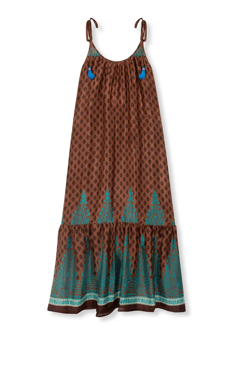 el.résidu el.résidu Damen vegan Kleid Myra Teeblau, Dunkelbraun, – Produktbild 2 von 2