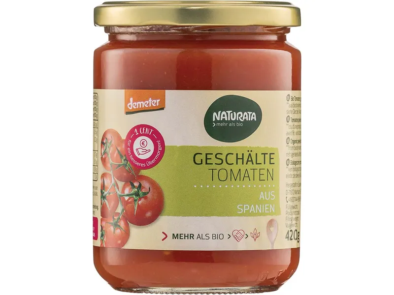 Naturata NATURATA Geschälte Bio-Tomaten in Tomatensaft, demeter-zertifiziert, 420 g – Produktbild 1 von 1