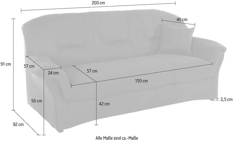 DOMO collection 3-Sitzer Bahia, bequem & komfortabel, zeitloses & elegantes Sofa, Breite 200cm, inklusive Federkern, Beige, – Produktbild 8 von 8
