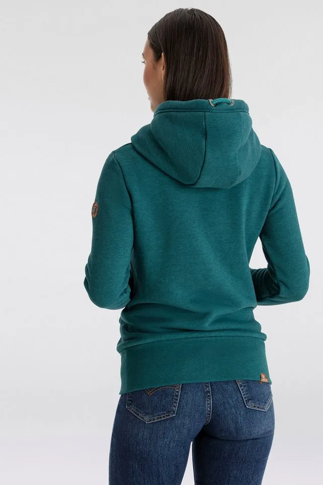 ragwear ragwear Sweatjacke NESKA ZIP O figurbetont in melierter Optik und mit großer Kapuze, Grün, – Produktbild 3 von 5