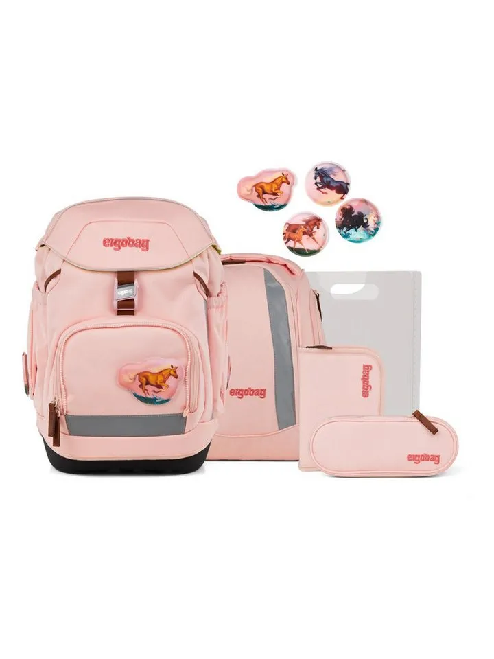 Ergobag Ergobag Schulranzen pack Set (6-tlg., 6-teiliges Set), größenverstellbares Rückensystem, Blau|rosa, – Produktbild 1 von 5