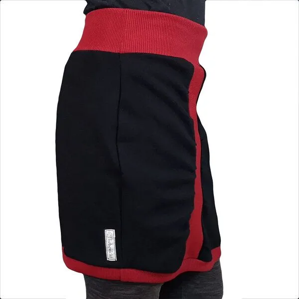 liebewicht Bio Sweatrock Ballonrock liebewicht in 3 Längen nach Wahl, Schwarz/rot, – Produktbild 2 von 4