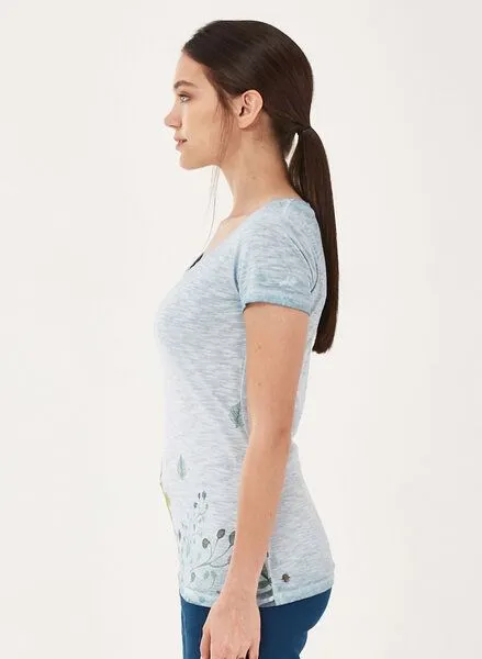ORGANICATION ORGANICATION Garment Dyed T-Shirt aus Bio-Baumwolle mit Blumen-Print, Miami sky, – Produktbild 3 von 4