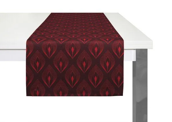 Nature by Adam Nature by Adam Tischläufer aus 100% Bio-Baumwolle - Made in Germany - Feathers, Rot, – Produktbild 2 von 4