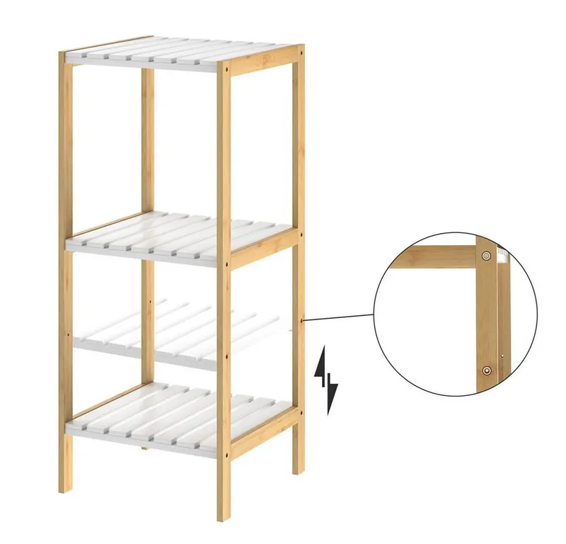 Casaria® Casaria® Badregal, Bambus 3 Ablagen 80x33x34 cm Holz Badezimmer Badregal Holzregal, Braun, – Produktbild 3 von 5