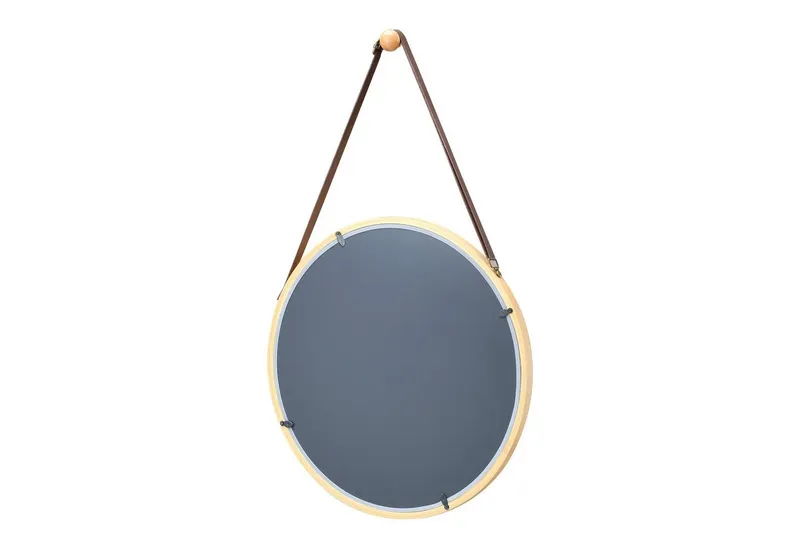 en.casa Wandspiegel, »Bykle« Hängespiegel Bambus rund 38 cm Natur, Beige, – Produktbild 4 von 4