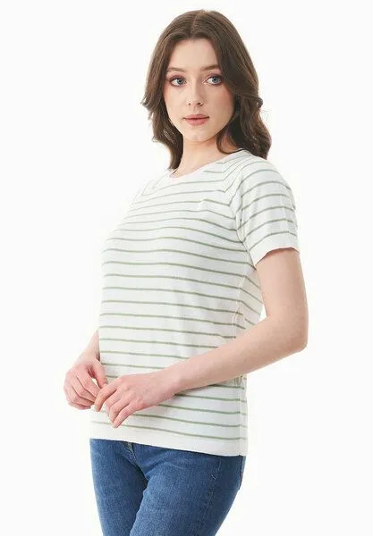 ORGANICATION ORGANICATION Strickshirt aus Bio-Baumwolle, Off white/matcha green, – Produktbild 4 von 4