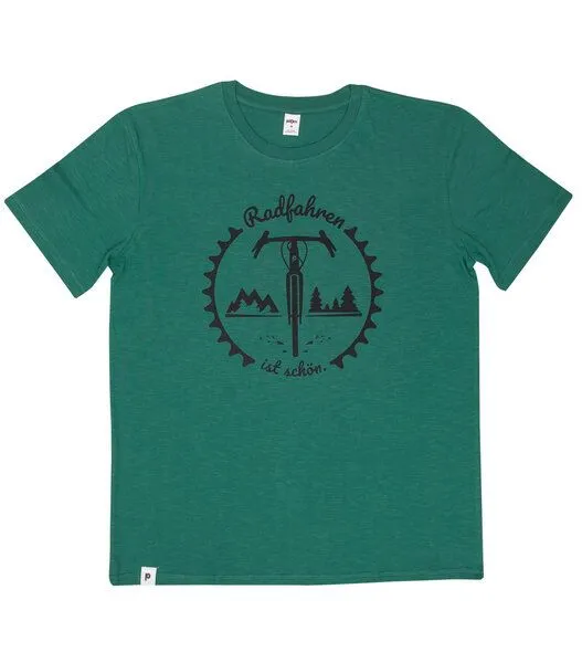 päfjes päfjes Radfahren ist schön / Gravel - Fair gehandeltes Männer T-Shirt - Slub, Grün, – Produktbild 2 von 3