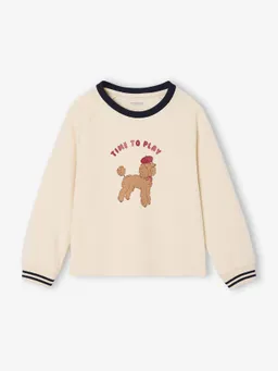 Vertbaudet Mädchen Shirt mit Glitzerhund und Baumwolle vanille – Produktbild 1 von 1