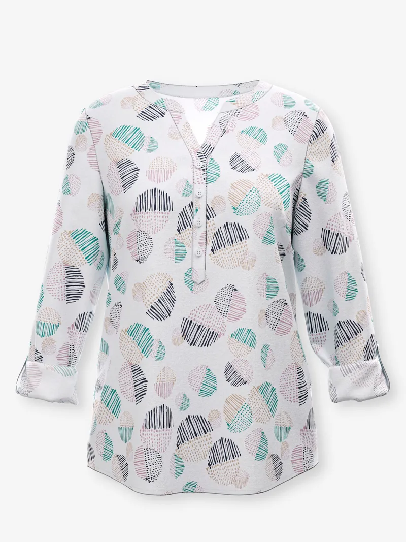 Witt Druckbluse ozean-ecru-bedruckt, Ozean-ecru-bedruckt, – Produktbild 1 von 1