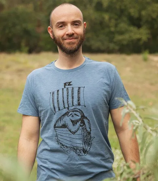 päfjes päfjes Felix Faultier - Fair gehandeltes Bio Männer T-Shirt - Slub Blue – Produktbild 1 von 4