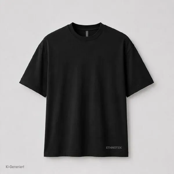 Ethnotek Ethnotek T-Shirt mit Stickerei Heavyweight Organic Cotton Oversized, Schwarz - black embroidery, – Produktbild 1 von 3