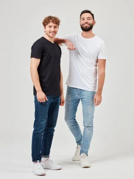 COREBASE COREBASE TShirt Doppelpack, 100% Bio-Baumwolle, 200 g/m², Weiss / schwarz, – Produktbild 3 von 4