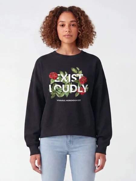 watapparel watapparel Sweatshirt Frauen Exist Loudly, Black, – Produktbild 2 von 3