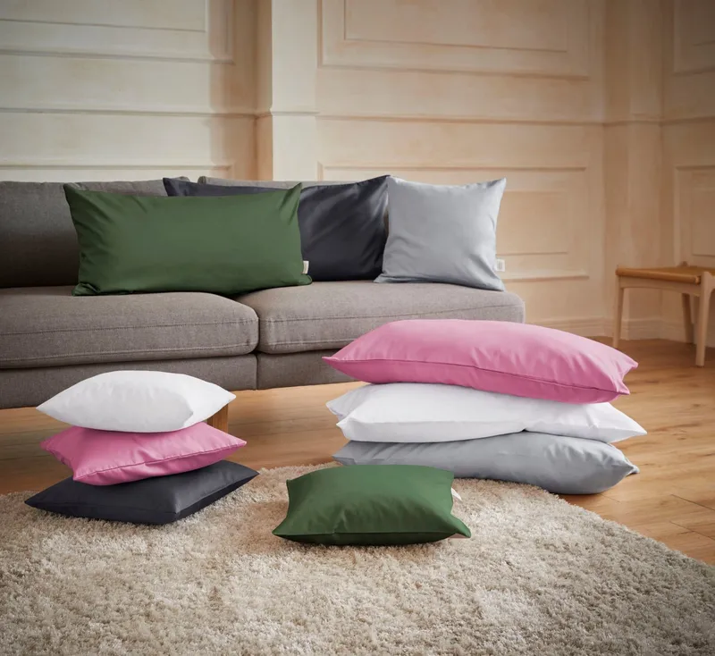 OTTO home Kissenbezug Mila, (2 Stück), Satin Qualität, in Uni Design, Grün, – Produktbild 1 von 5