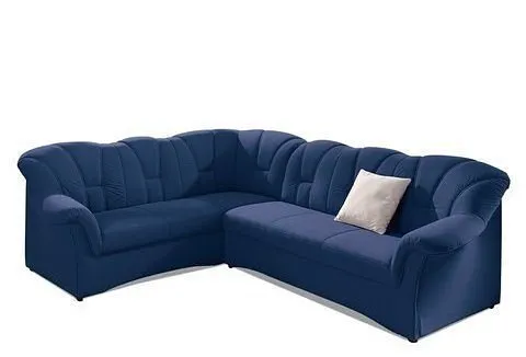 DOMO collection Ecksofa Papenburg B/T/H: 242/190/84 cm L-Form, wahlweise mit Bettfunktion, Langer Schenkel links oder rechts, Blau, – Produktbild 3 von 5