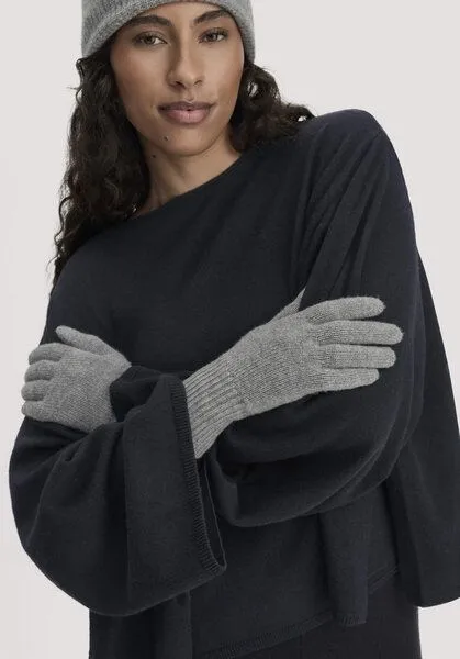 hessnatur hessnatur Strick Handschuhe aus Bio-Schurwolle mit Kaschmir, Grau, – Produktbild 1 von 3