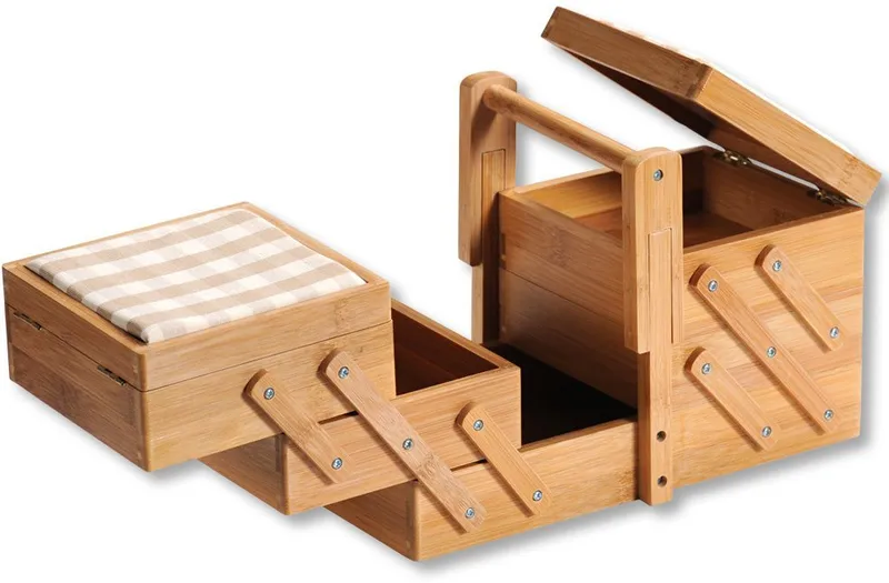 Kesper Kesper Nähkästchen mit 6 Fächern und 2 Nadelkissen (1 St), FSC®-zertifizierter Bambus, Braun, – Produktbild 3 von 5