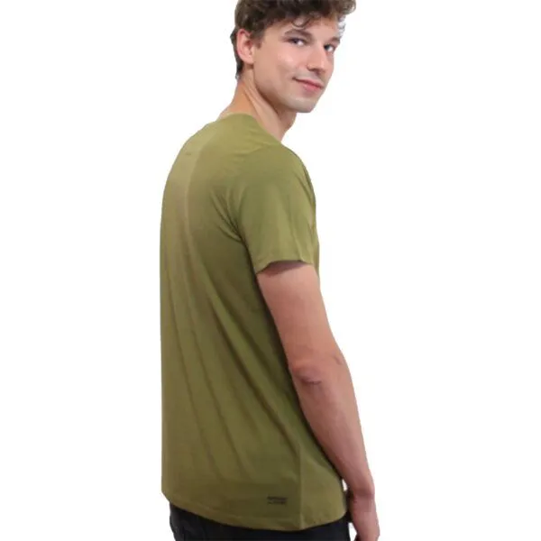 Spangeltangel Spangeltangel T-Shirt "Vogelschwarm", bedrucktes Herrenshirt, Siebdruck, Bio-Baumwolle, Olivgrün, – Produktbild 2 von 4