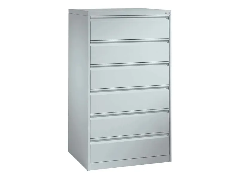 C+P C+P Karteikartenschrank dreibahnig, 6 Schubladen DIN A5 quer lichtgrau – Produktbild 2 von 3