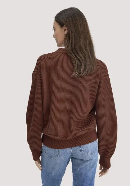 hessnatur hessnatur Strick Pullover Relaxed aus reiner Bio-Baumwolle, Dunkles rost, – Produktbild 2 von 4