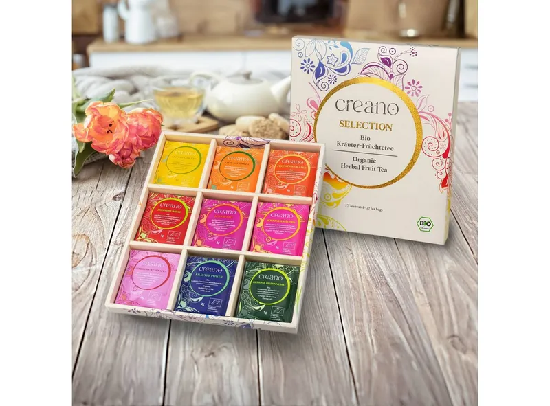 Creano Tee Bio Früchte- Kräutertee 27er Geschenkset „ORGANIC HERBAL TEA“*, 1 x 27 St. (27 Bio-Teebeutel) – Produktbild 5 von 5