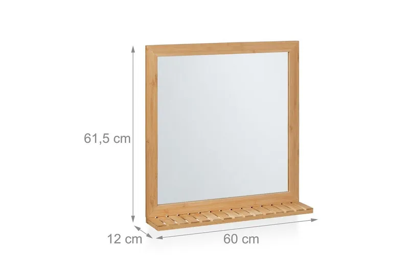 RELAXDAYS RELAXDAYS Wandspiegel Bambus Wandspiegel mit Ablage (1-St), Braun, – Produktbild 4 von 5