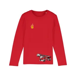 Spangeltangel Spangeltangel Kinder-Langarmshirt "Feuerwehr" rot, Biobaumwolle – Produktbild 1 von 1
