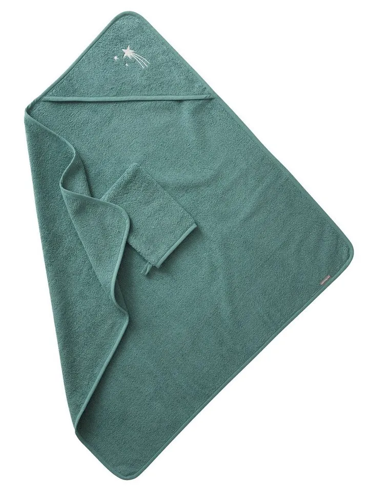 Vertbaudet Vertbaudet Kapuzenhandtuch Baby Kapuzenbadetuch & Waschhandschuh, Blau, – Produktbild 1 von 2