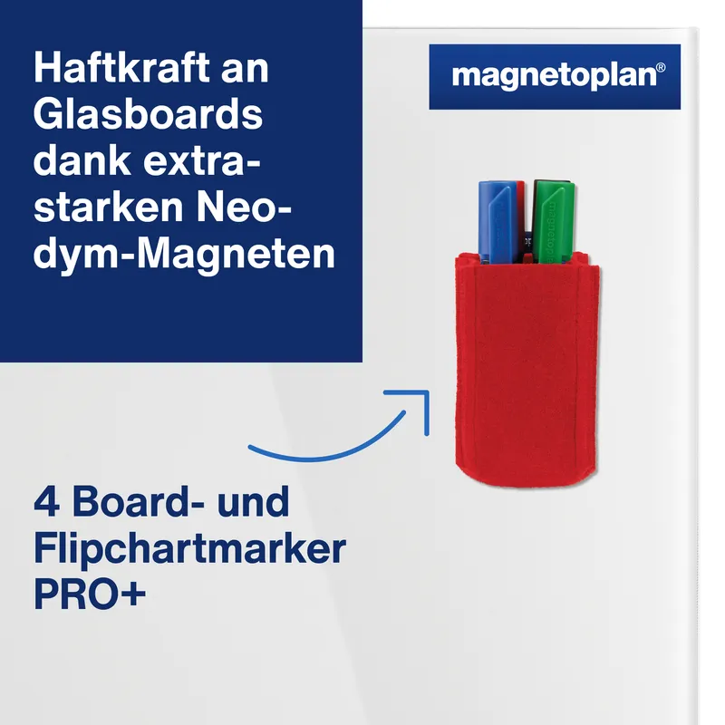 magnetoplan magnetoplan Stifteköcher "ecoAware" SMALL 60 x 100 x 60 mm, RC-PET Filz rot – Produktbild 1 von 3