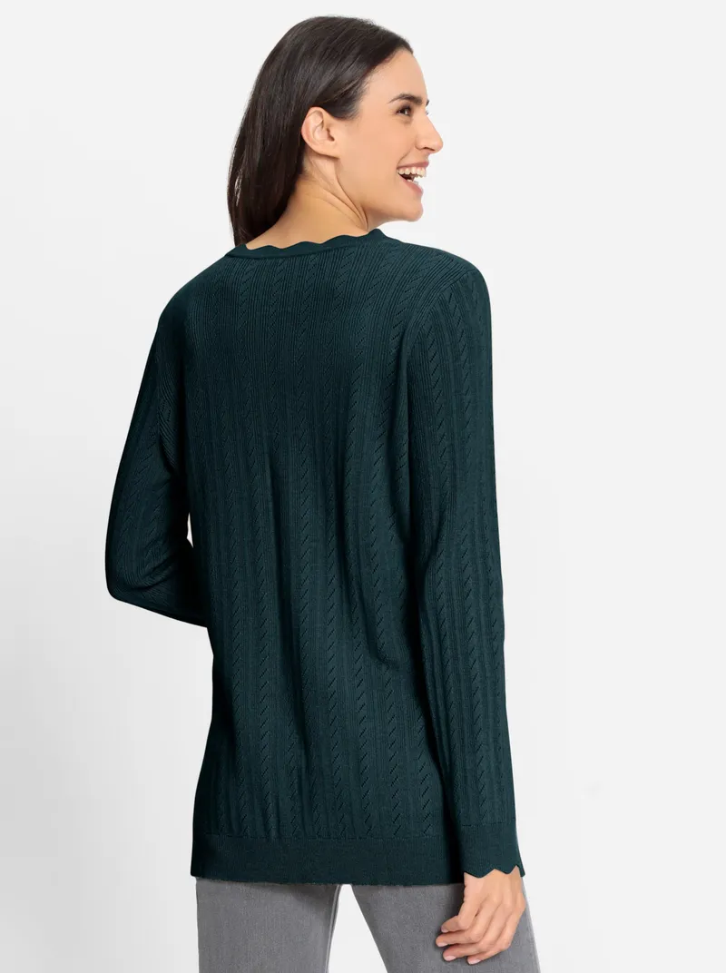 Witt Ajourstrickjacke, Petrol, – Produktbild 2 von 2