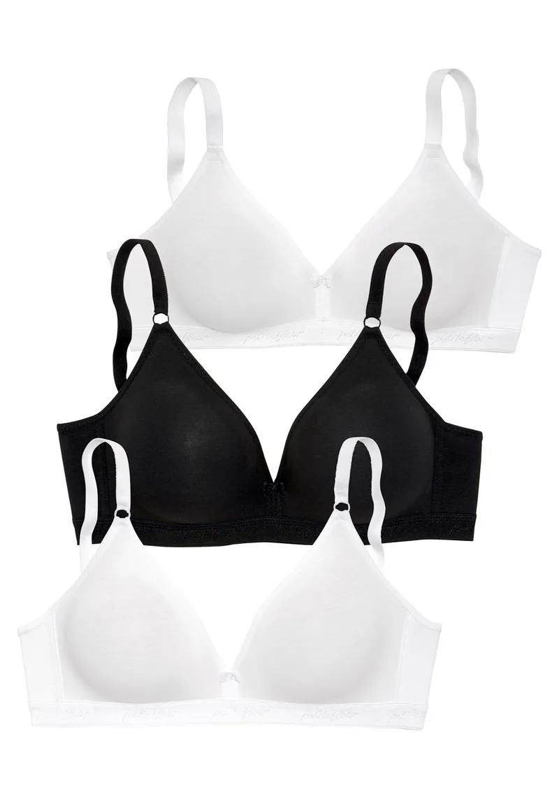 petite fleur by Lascana Bralette-BH 2xweiß+1xschwarz, 2xweiß+1xschwarz, – Produktbild 2 von 3