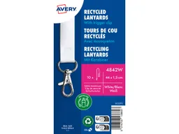Avery Zweckform Avery Zweckform 10 Lanyards aus Recyclingkunststoff 440 x 15 mm, weiß – Produktbild 1 von 1