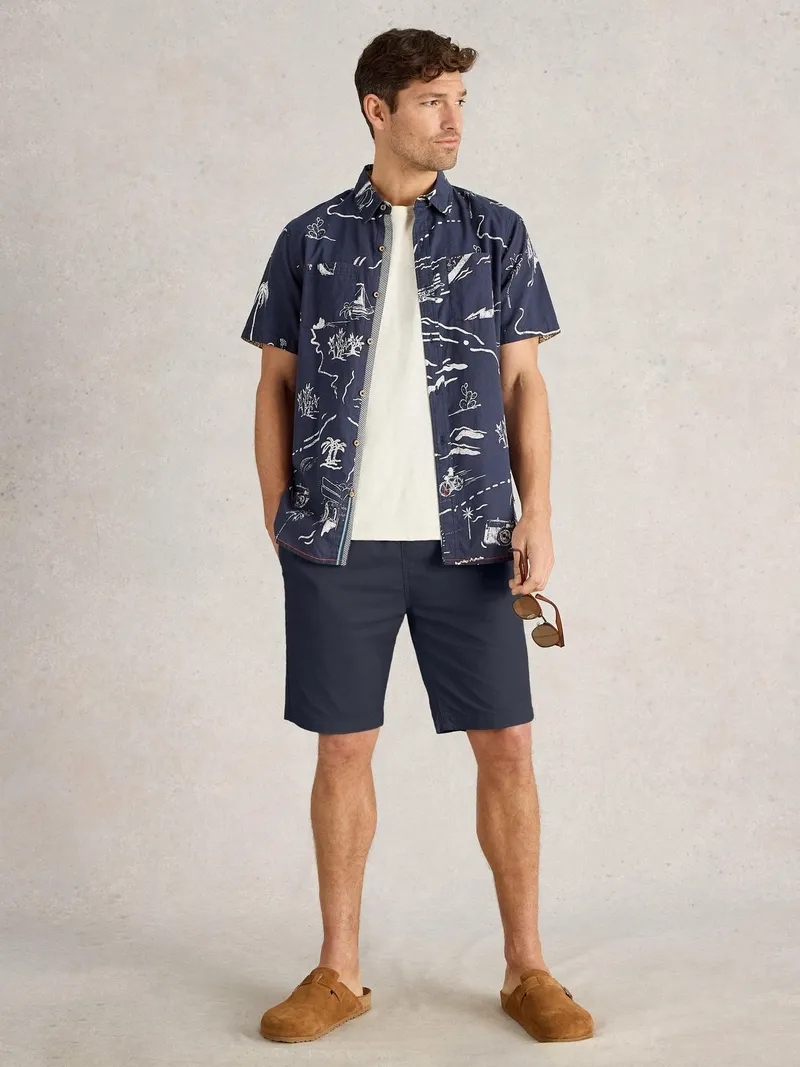 White Stuff Hemd Finsbury mit Kartenprint - M, Marine print, – Produktbild 2 von 4