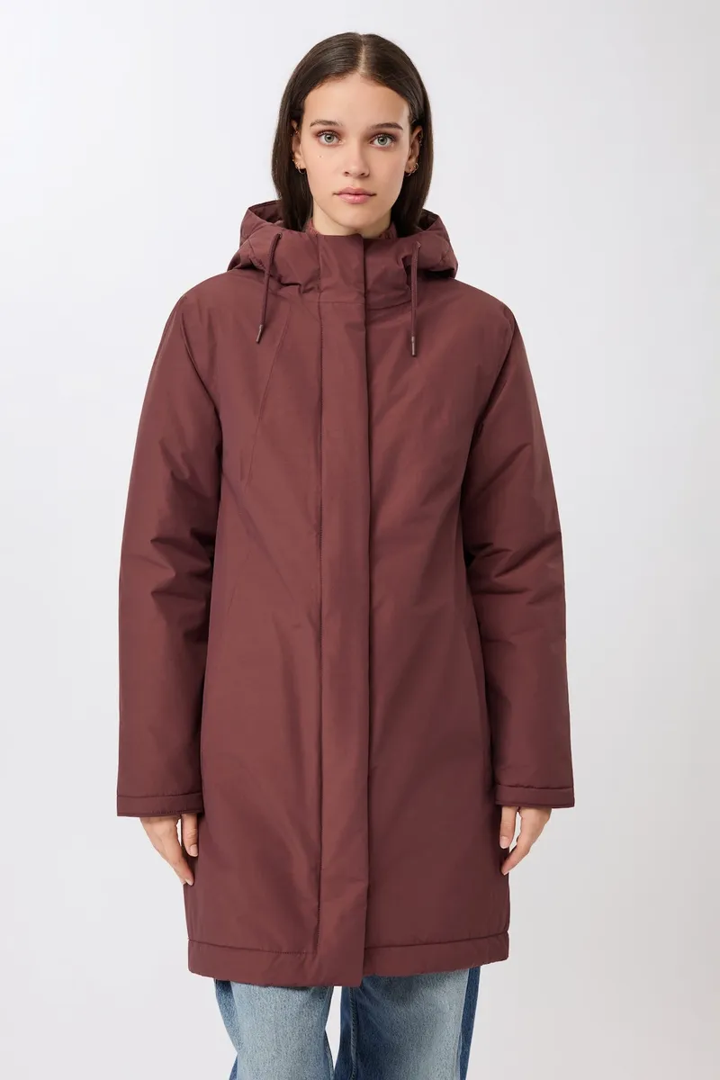 LangerChen LangerChen Damen vegan Parka Wattiert Leicht Tailliert Burgunderrot, Dunkelrot, – Produktbild 1 von 2