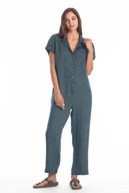 RAVENS VIEW IBIZA RAVENS VIEW IBIZA Damen vegan Jumpsuit Portofino Leinen Ozeanblau – Produktbild 1 von 1