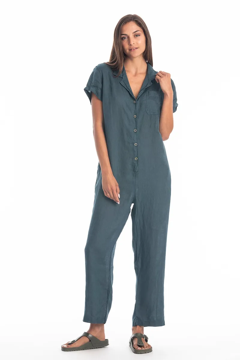RAVENS VIEW IBIZA RAVENS VIEW IBIZA Damen vegan Jumpsuit Portofino Leinen Ozeanblau, Dunkelblau, – Produktbild 1 von 1