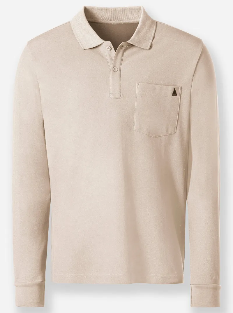 Catamaran Langarm-Poloshirt elfenbein, Elfenbein, – Produktbild 1 von 2