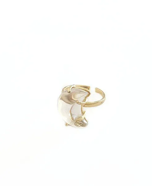 Crystal and Sage Crystal and Sage Bergkristall Mond Ring gold filled – Produktbild 1 von 3